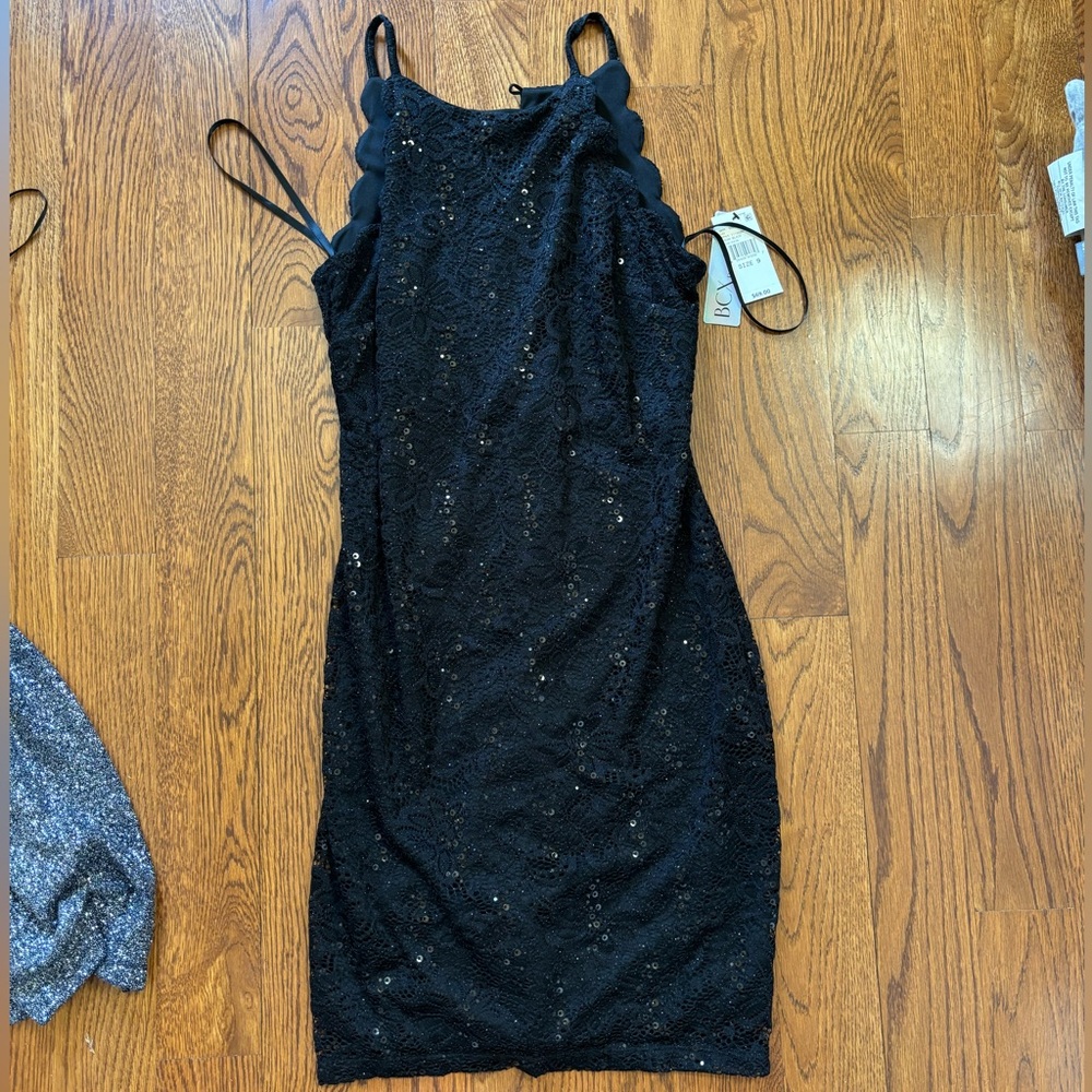 Cute Black Shimmer High Neck Dress
